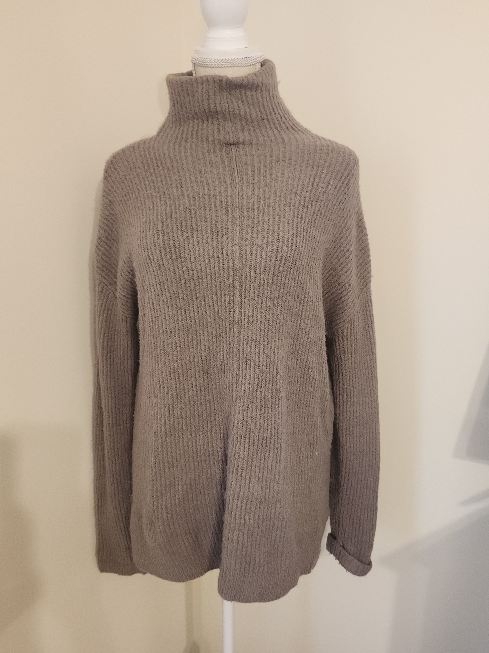 Olive & Oak Ribbed Taupe Turtleneck Sweater